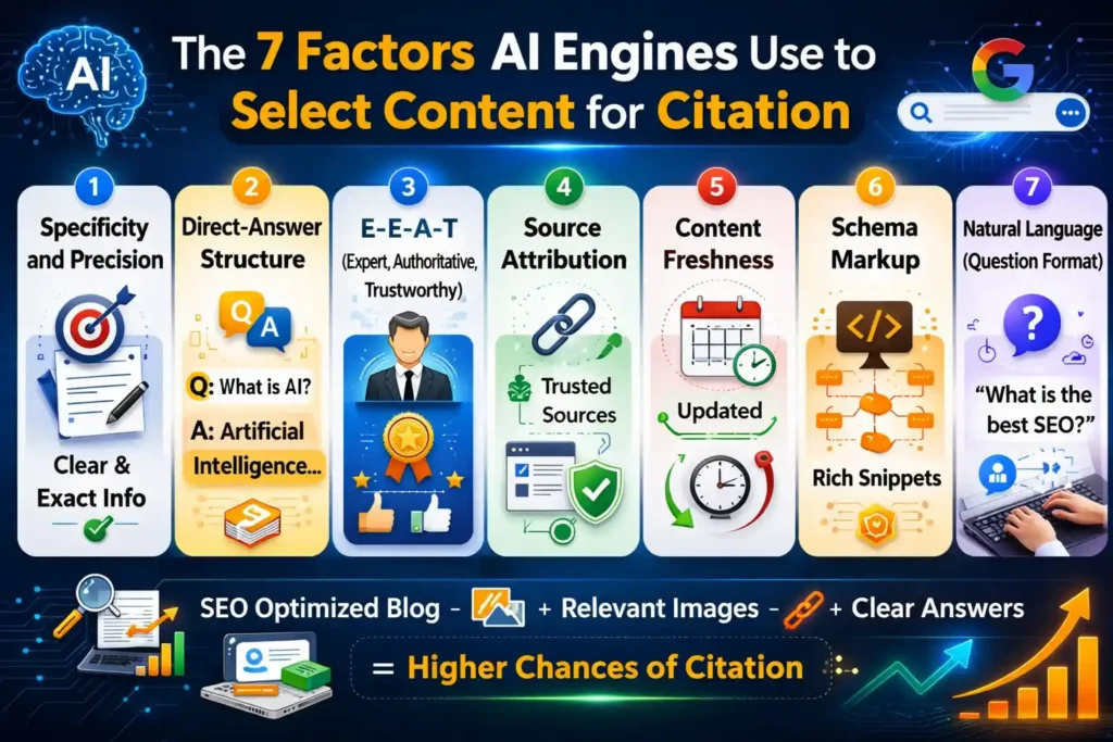 The 7 Factors AI Engines Use to Select Content for Citation The 7 Factors AI Engines Use to Select Content for Citation