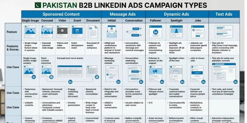LINKEDIN ADS CAMPAIGN TYPES FOR PAKISTANI B2B